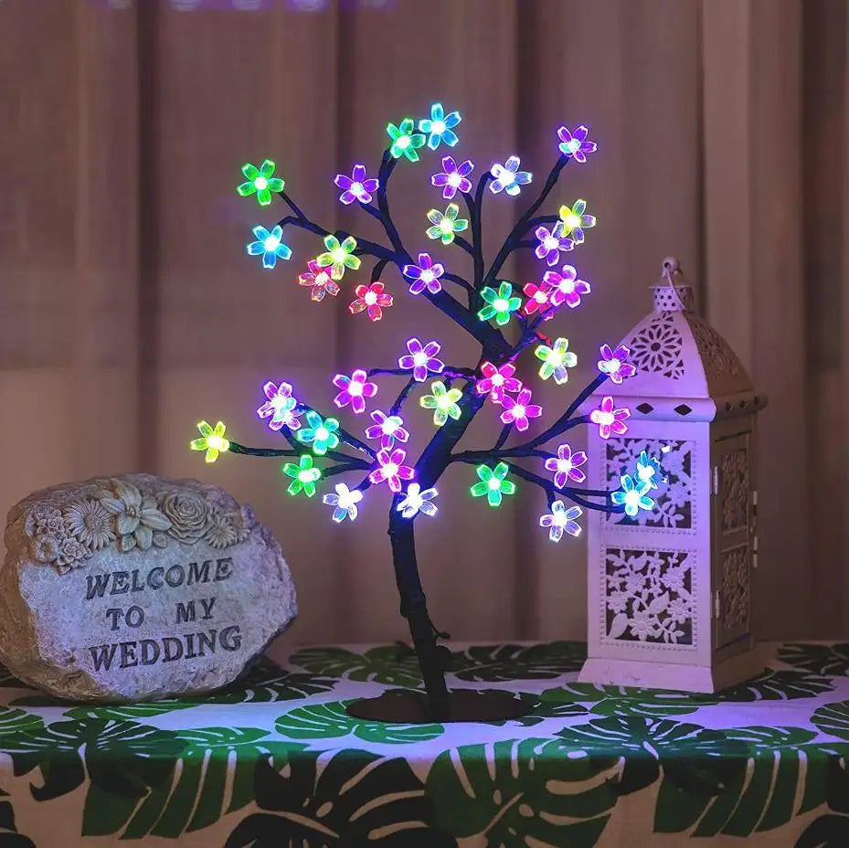 Cherry Blossom Tree Light,17inch 40LED Lighted Tabletop Artificial Flower
