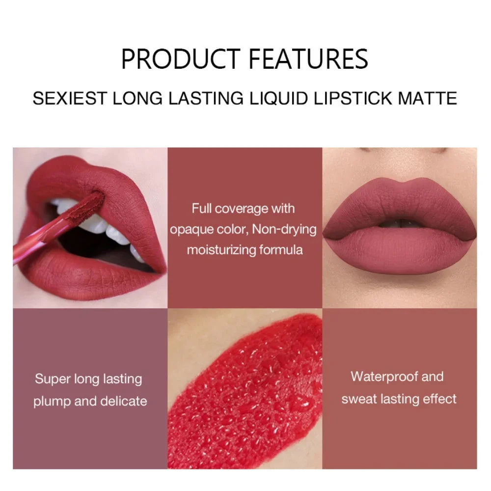 Sexy Long Lasting Velvet Matte Lip Gloss Liquid Lipstick Lip Makeup