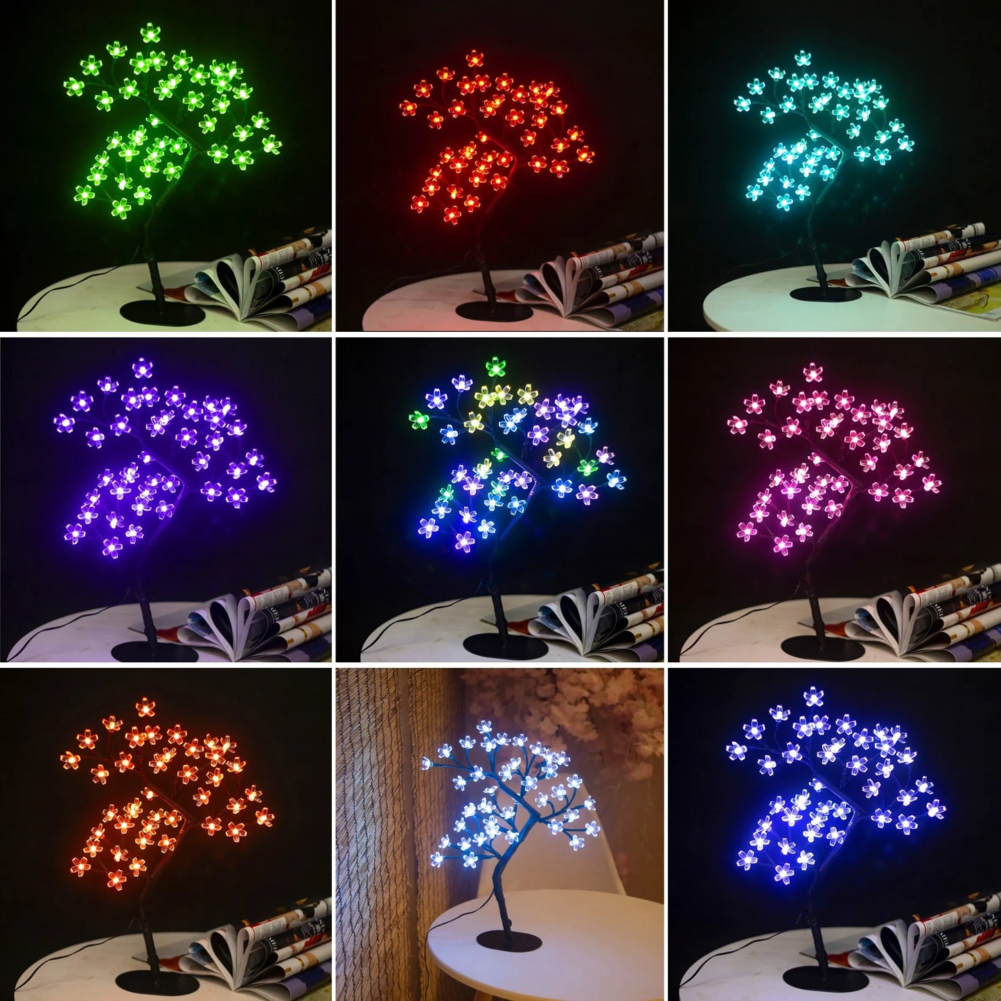 Cherry Blossom Tree Light,17inch 40LED Lighted Tabletop Artificial Flower