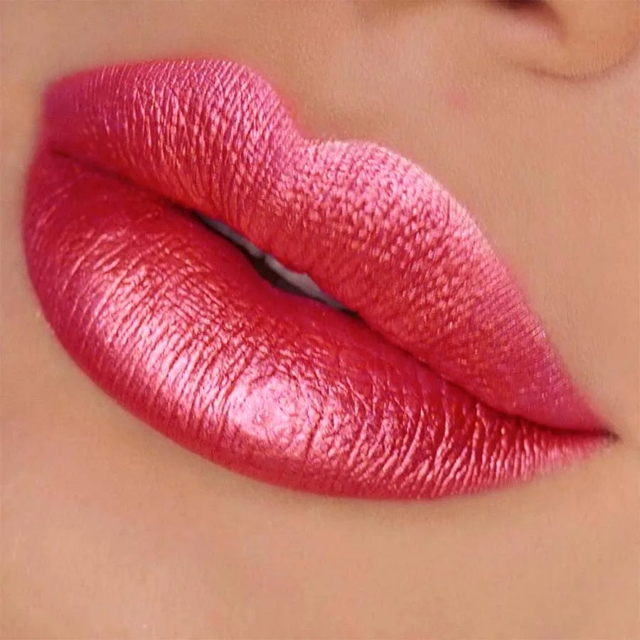 Red Metallic Lipstick Glitter Lip   Waterproof Lips Makeup Moisturize