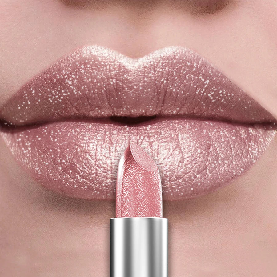 Glitter Shiny Metallic Lipstick Pearlescent Lip Tint, Matte Lip Makeup