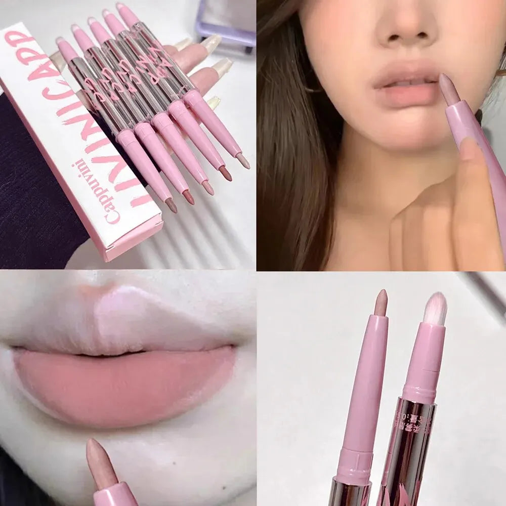 Nude Lip Liner with Lip Brush  Korean Style Lip Makeup