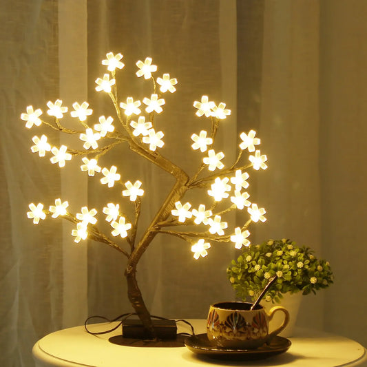 Cherry Blossom Tree Light,17inch 40LED Lighted Tabletop Artificial Flower