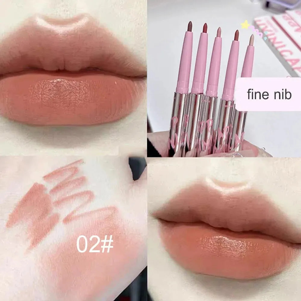 Nude Lip Liner with Lip Brush  Korean Style Lip Makeup