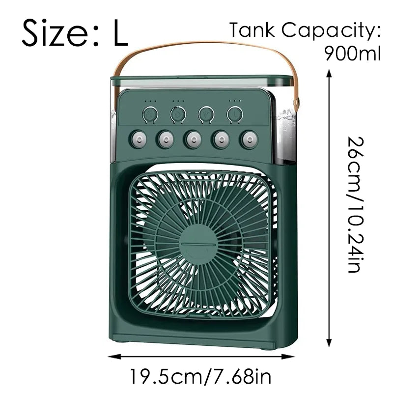 Portable Mini Fan 3 in 1 Cooler Home House LED USB