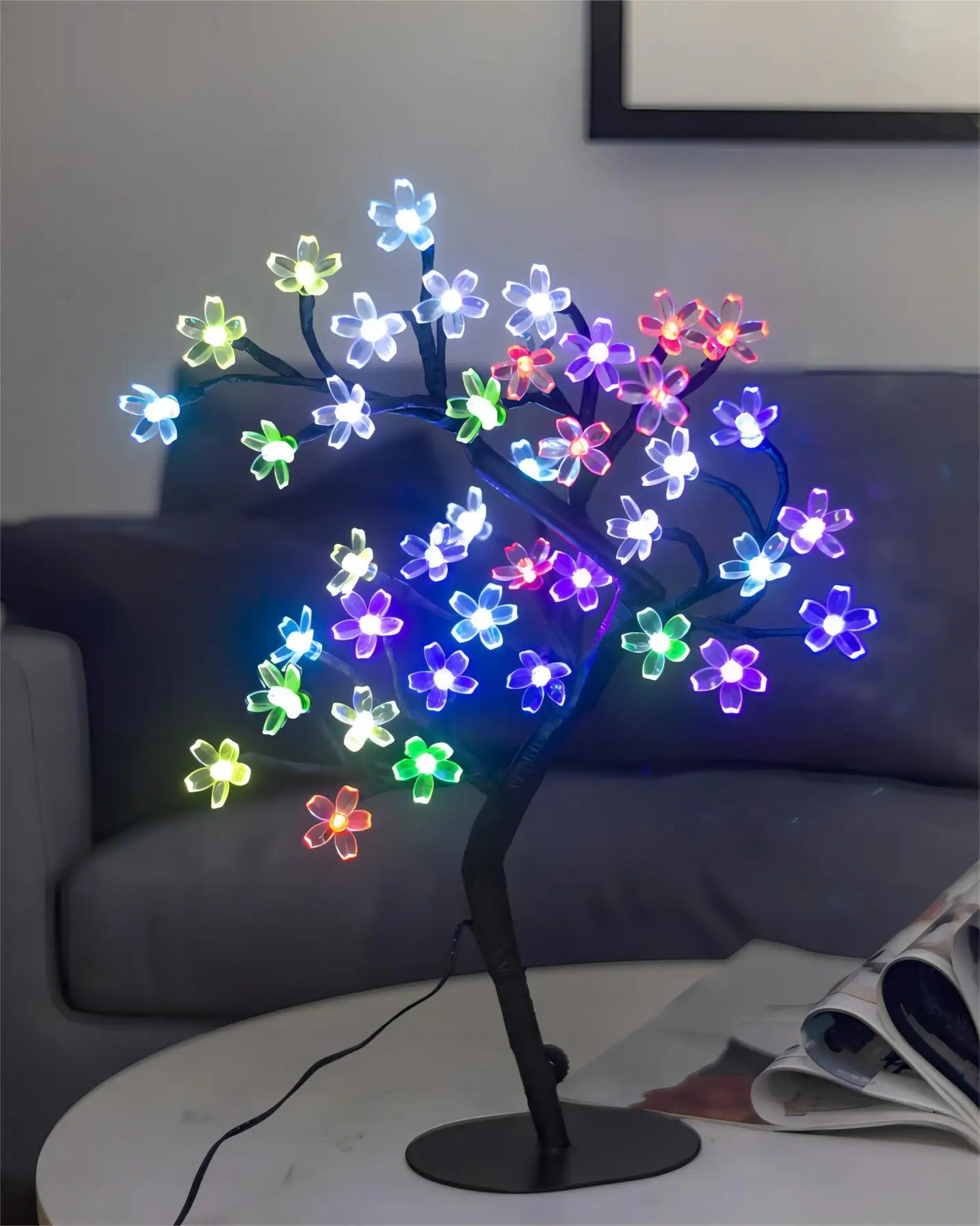 Cherry Blossom Tree Light,17inch 40LED Lighted Tabletop Artificial Flower
