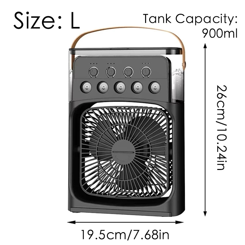 Portable Mini Fan 3 in 1 Cooler Home House LED USB