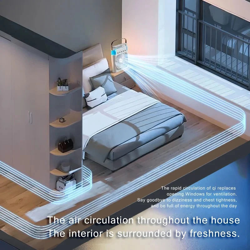 Portable Mini Fan 3 in 1 Cooler Home House LED USB