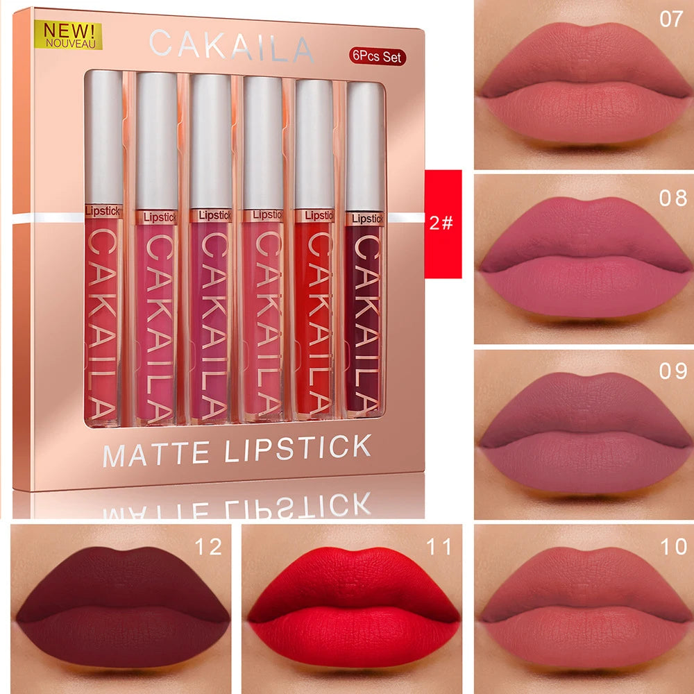 -Color Lip Gloss Lipstick Set Liquid Matte Velvet