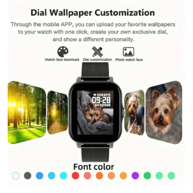 Smart watch for android phone.1.44 inch color screen full touch bluetooth call smart watch