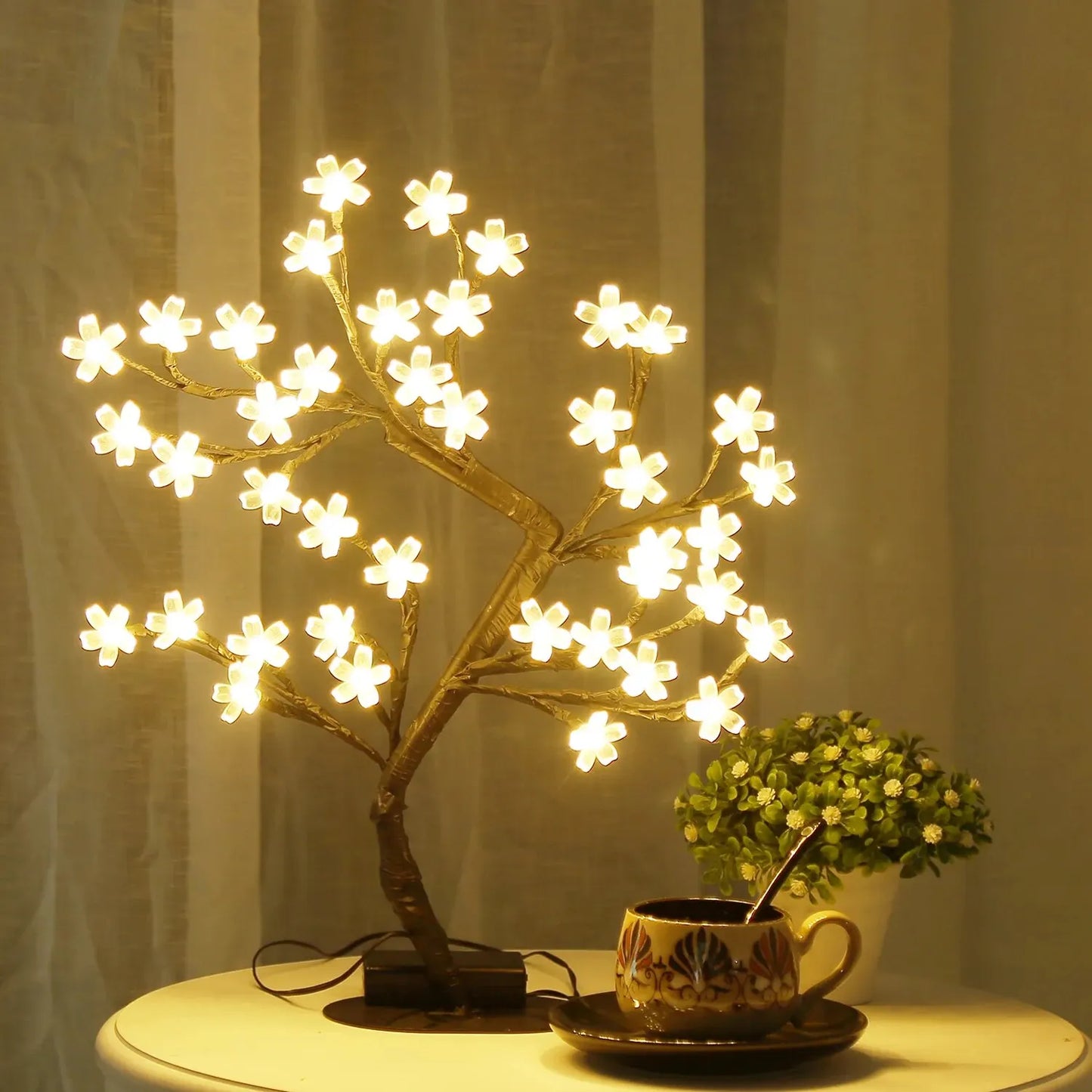 Cherry Blossom Tree Light,17inch 40LED Lighted Tabletop Artificial Flower