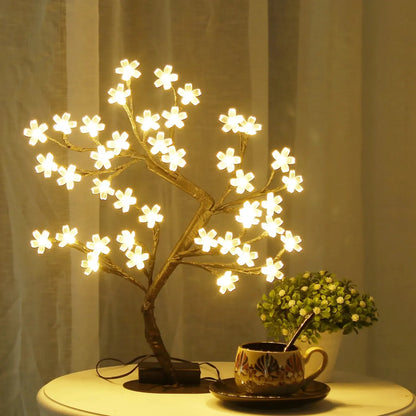 Cherry Blossom Tree Light,17inch 40LED Lighted Tabletop Artificial Flower