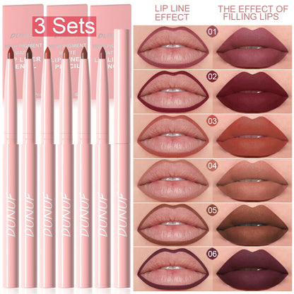 6pcs Lip Liner Pen Set Long-Lasting, Waterproof Sweatproof,