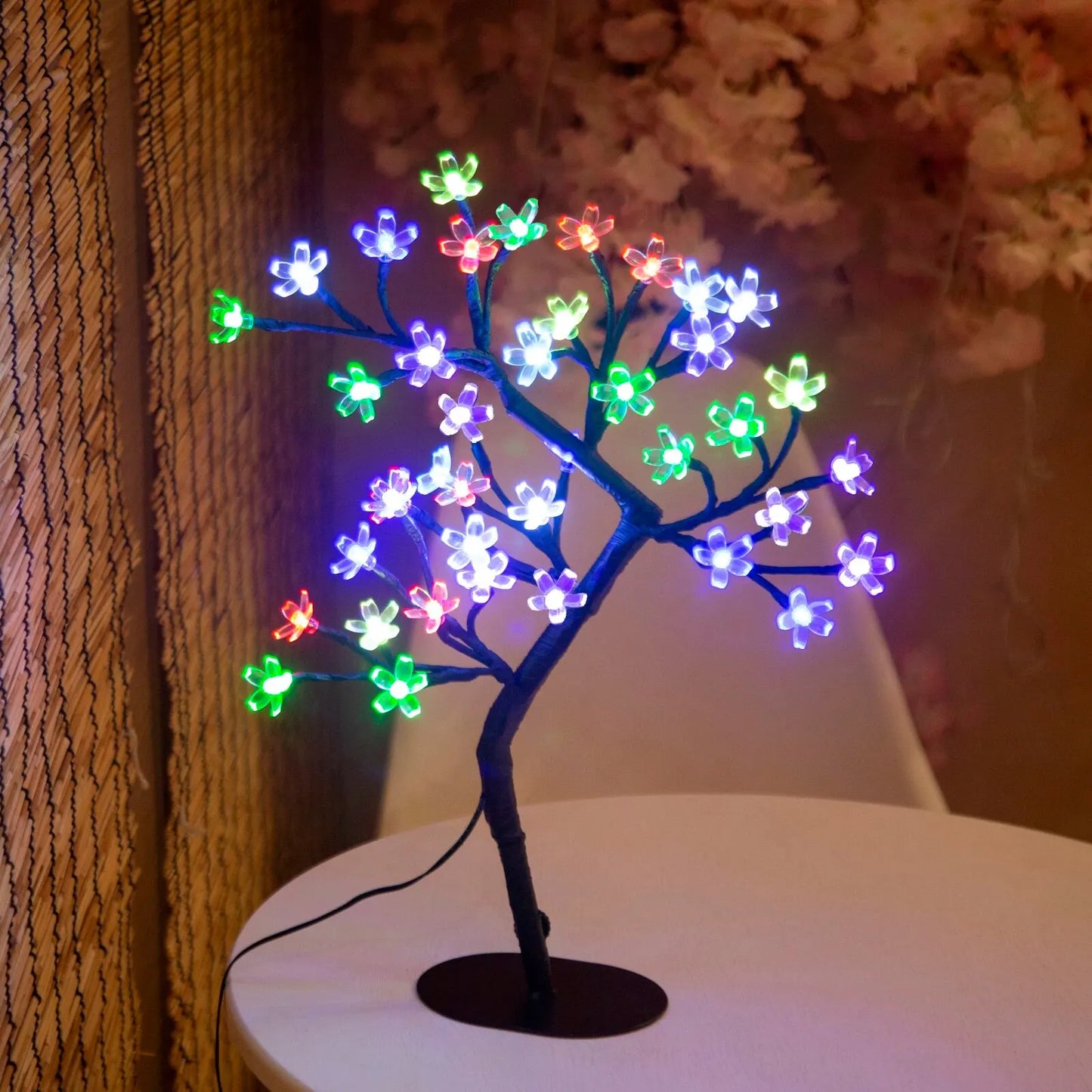 Cherry Blossom Tree Light,17inch 40LED Lighted Tabletop Artificial Flower