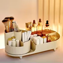 Cosmetic Storage Rack with Rotating Base and Divided Compartments for Cosmetic Storage Box, for Lipstick, Skin Care Storage Box