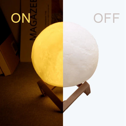 Moon Lamp LED Night Light Battery Powered With Stand Starry Lamp