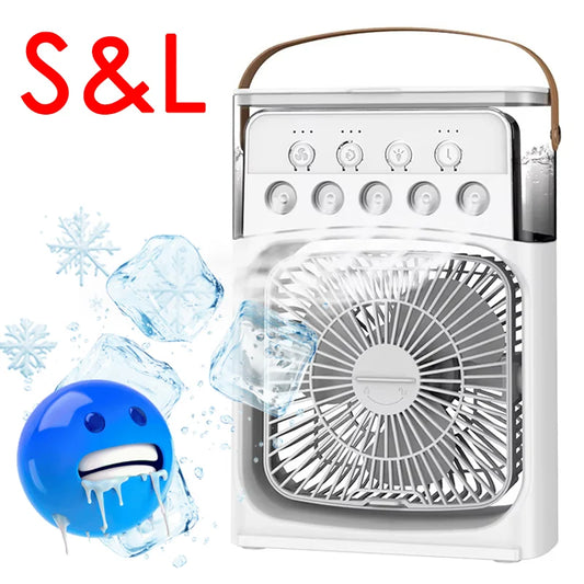 Portable Mini Fan 3 in 1 Cooler Home House LED USB