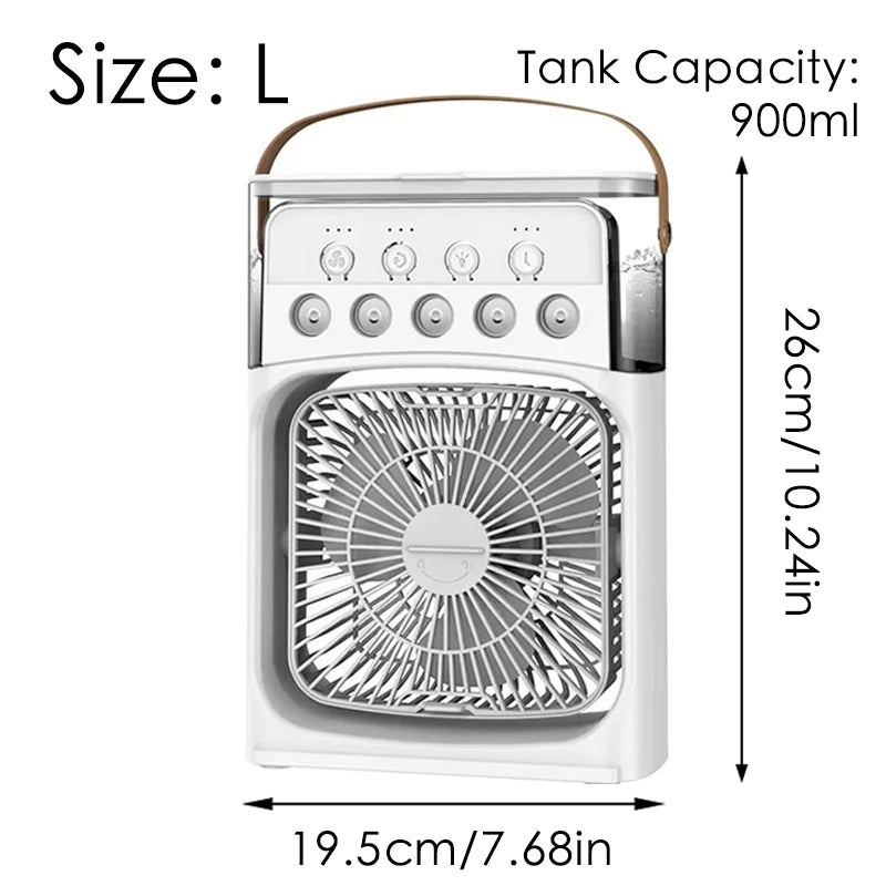 Portable Mini Fan 3 in 1 Cooler Home House LED USB