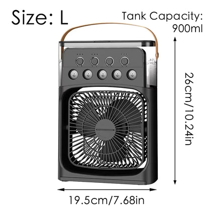 Portable Mini Fan 3 in 1 Cooler Home House LED USB