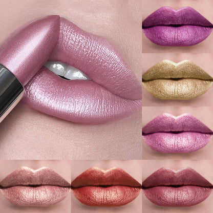 Glitter Shiny Metallic Lipstick Pearlescent Lip Tint, Matte Lip Makeup