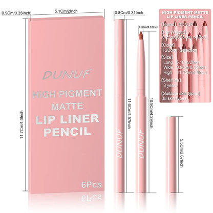 6pcs Lip Liner Pen Set Long-Lasting, Waterproof Sweatproof,