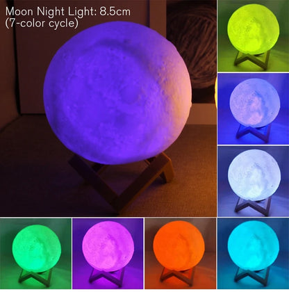 Moon Lamp LED Night Light Battery Powered With Stand Starry Lamp