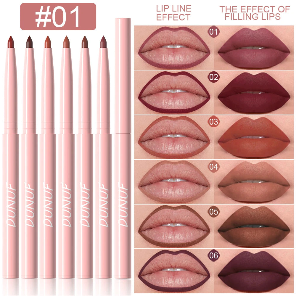 6pcs Lip Liner Pen Set Long-Lasting, Waterproof Sweatproof,