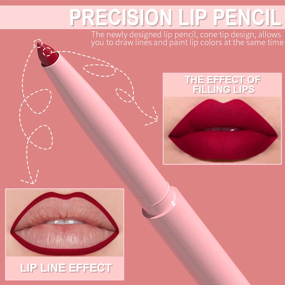 6pcs Lip Liner Pen Set Long-Lasting, Waterproof Sweatproof,