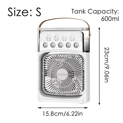 Portable Mini Fan 3 in 1 Cooler Home House LED USB