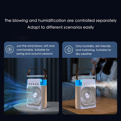 Portable Mini Fan 3 in 1 Cooler Home House LED USB